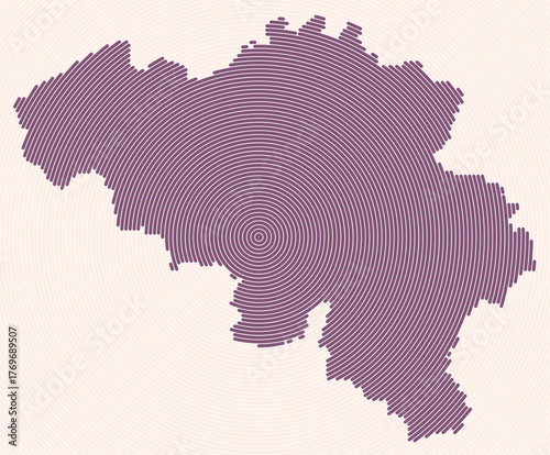 Belgium shape rings. Country map formed by stacked circles. Belgium boundary shape design. Artistic vector illustration.