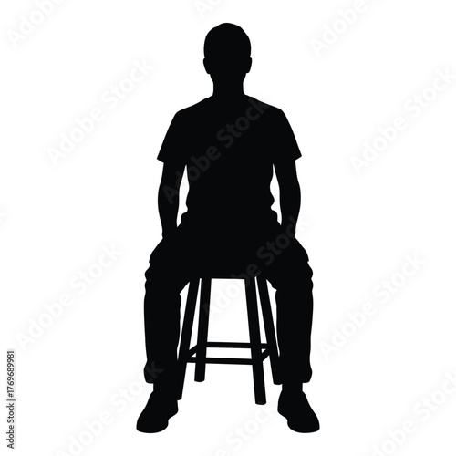 Silhouette of a man sitting on a stool simple and clean design for various applications silhouette