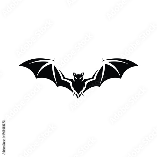 Vector art of bat silhouette with spread wings, a symbol of halloween and night