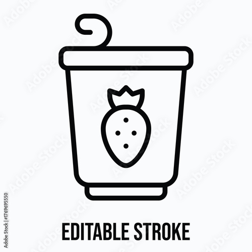 Strawberry Yogurt Drink Icon — Isolated Lineal Style Vector Icon