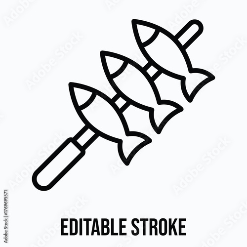 Fish Seekh Kebab Icon — Isolated Lineal Style Vector Icon