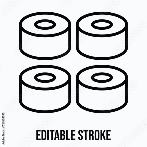 Sushi Maki Rolls Icon — Isolated Lineal Style Vector Icon