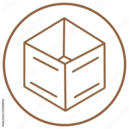 Line Art Isometric Box in Circle