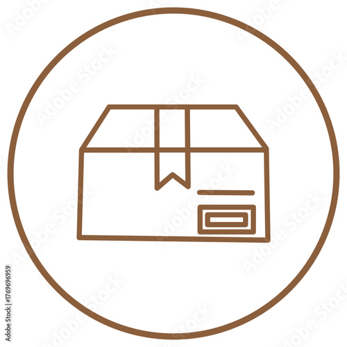 Line Art Isometric Box in Circle