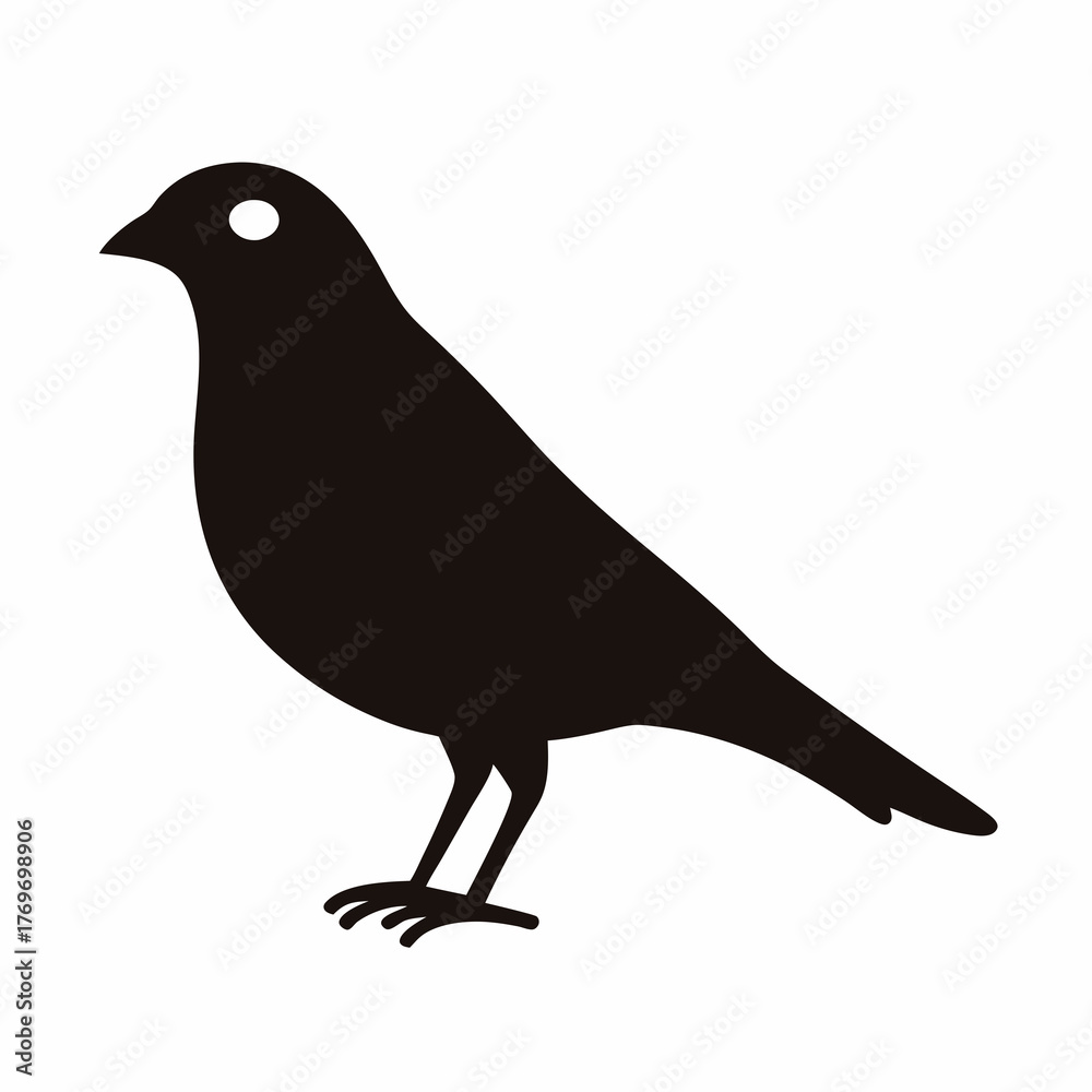 Fototapeta premium Simple black silhouette of a bird standing on its two feet