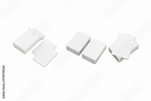 Playing Cards Bundle Mock up isolated on a background.3d rendering. Blank Playing cards packaging box mockup.