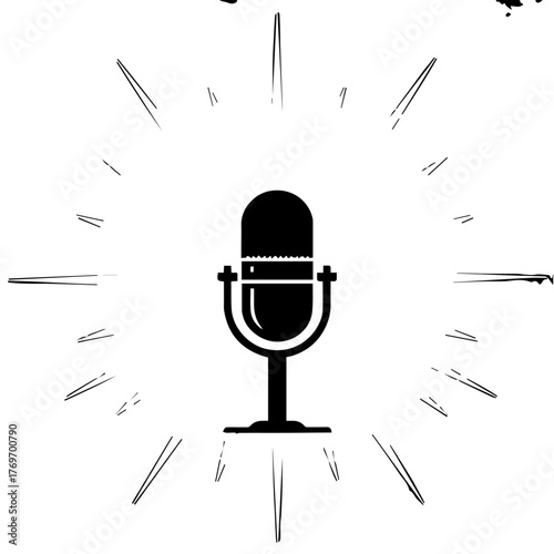 Retro Microphone Icon Symbolizing Audio Recording and Broadcasting