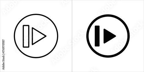 Play button icon in outline and solid style