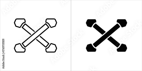 Two crossed lug wrench icons, outline and solid