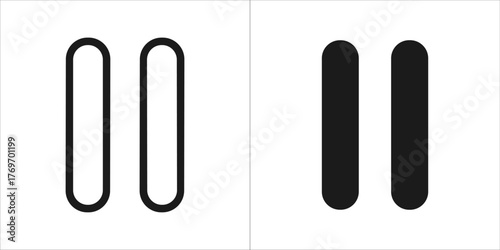 Pause button icon in outline and solid style