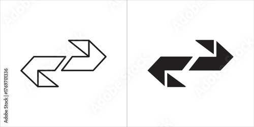 Outline and solid icon of two arrows pointing opposite directions