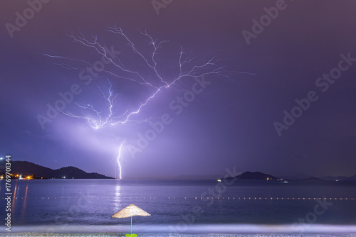 lightning over the city