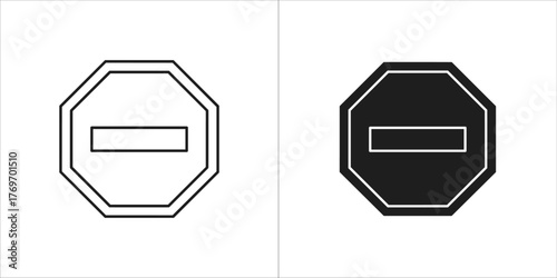 Two icons of a stop sign, one outline and one filled