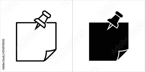 Sticky note with pin icon