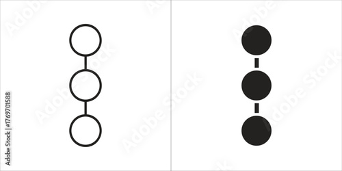 Three circles connected vertically, outline and filled
