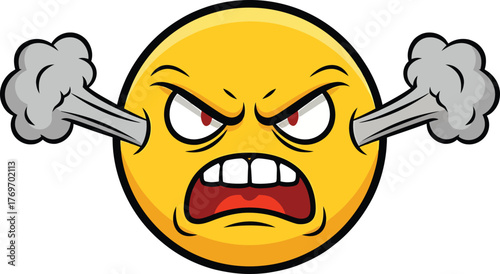 Angry emoji with steam coming out of the ears expressing frustration