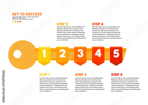 Five step key infographic – business process concept vector illustration