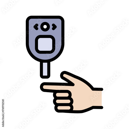 Blood sugar test color icon. Glucose monitor, diabetes testing strip vector icon. Glucometer pharmacy symbol, logo illustration.