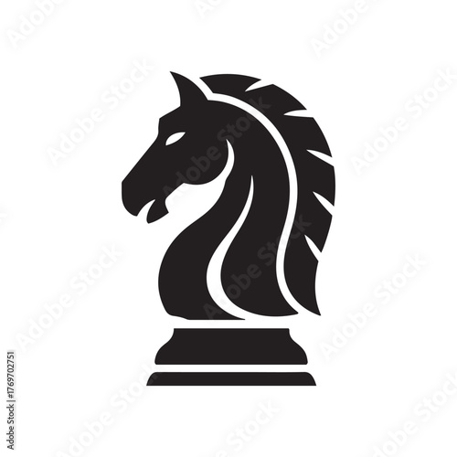 Chess knight piece vector icon. Strategy game sign. Tournament symbol.
