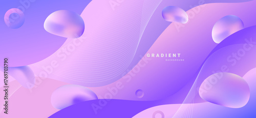 Soft purple gradient abstract background with 3D fluid shapes and smooth wave lines