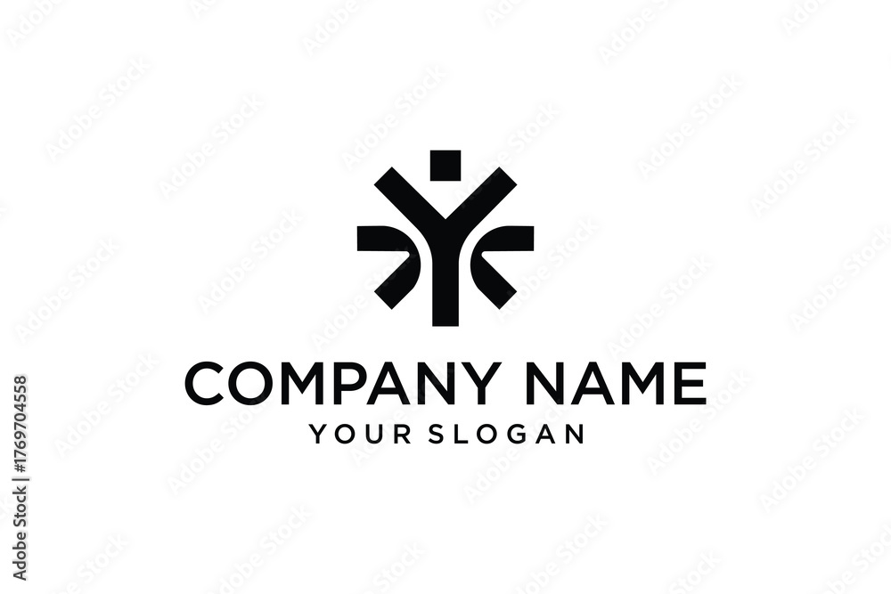 Obraz premium PrAbstract Human Figure Logo Design with Company Name and Slogan on White Background