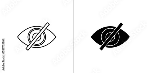 Set of two eye icons with a diagonal line through them, indicating hidden or invisible
