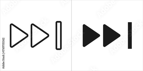 Outline and filled icon of fast forward symbol