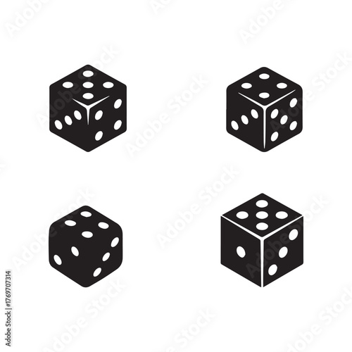 Ludo minimalistic black and white icon on white background 