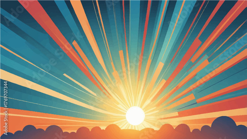 Bright sunburst rays abstract background