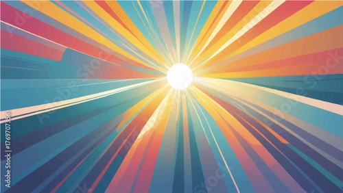 Bright sunburst rays abstract background