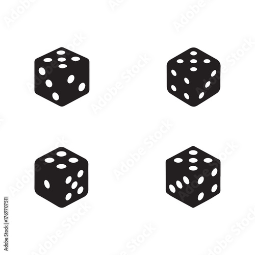 Ludo minimalistic black and white icon on white background 2