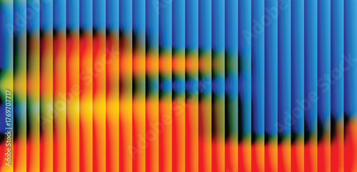 Abstract background with vertical lines and a bright fusion of red, orange, yellow, and blue hues
