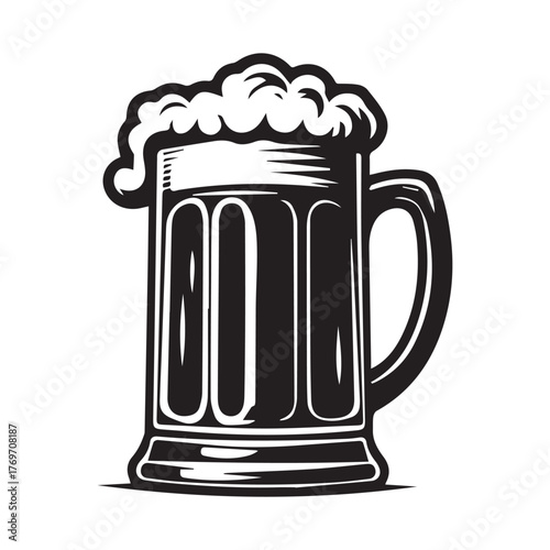 Beer mug silhouette Vector on white background