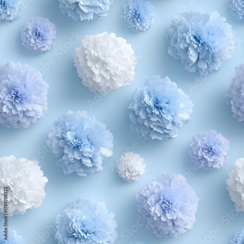 A collection of soft white flowers is arranged thoughtfully, bringing a sense of peace and elegance to the surroundings SEAMLESS PATTERN