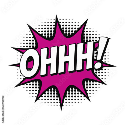 Pop Art Comic Speech Bubble “OHHH!” – Retro Explosion Text Vector Design on White Background