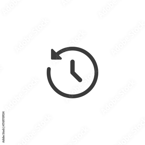 Clock arrow, linear icon. Scheduled payment and time management