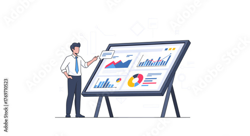 Modern business presentation with large interactive digital display