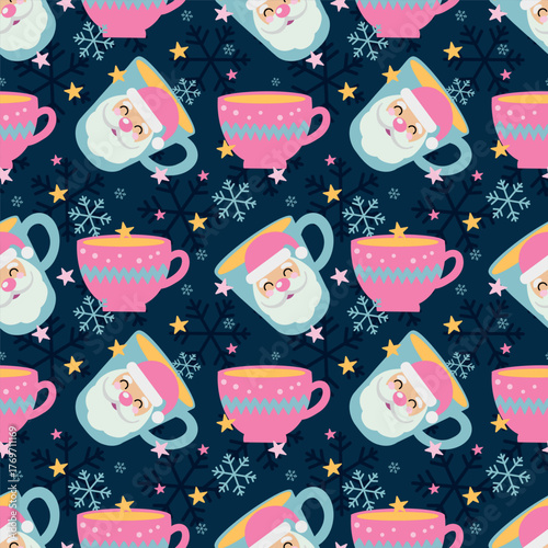 Holiday print. Drawing for gift packaging. Christmas pattern on a blue background.