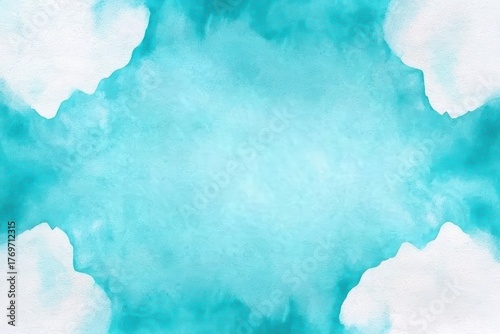 Vibrant Turquoise and White Abstract Watercolor Background for Creative Projects and Design Applications