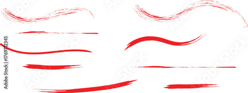 Abstract red brush strokes and swirls on white background