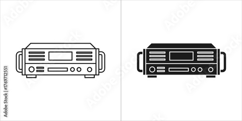 Outline icons of temperature and relative humidity gauges for environmental monitoring data display technology