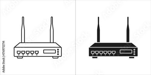 Accessibility symbol icons set featuring multiple black line art wheelchair signs for disabled access design