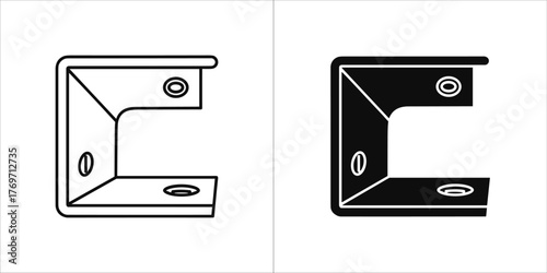 Exhibition organizer icon, event planner with clipboard, display stand, trade show management symbol, professional service.