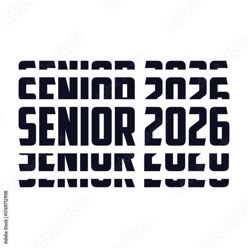 Senior class of 2026 bold varsity style typography on light beige background