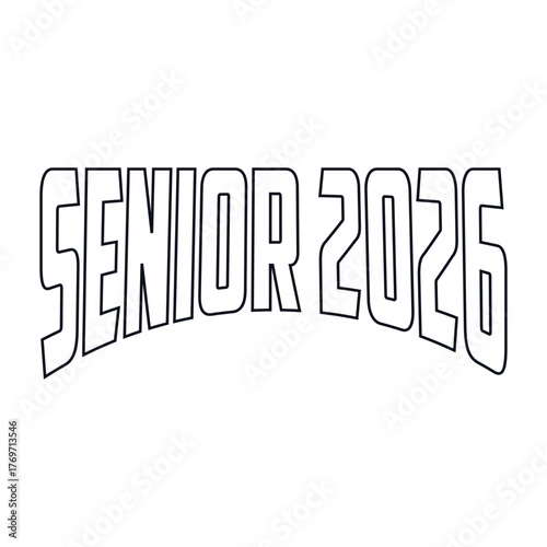 Senior class of 2026 bold varsity style typography on light beige background