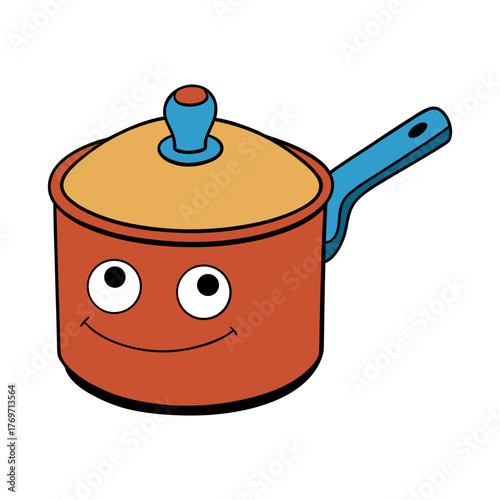 A cartoon drawing of a pot with a handle