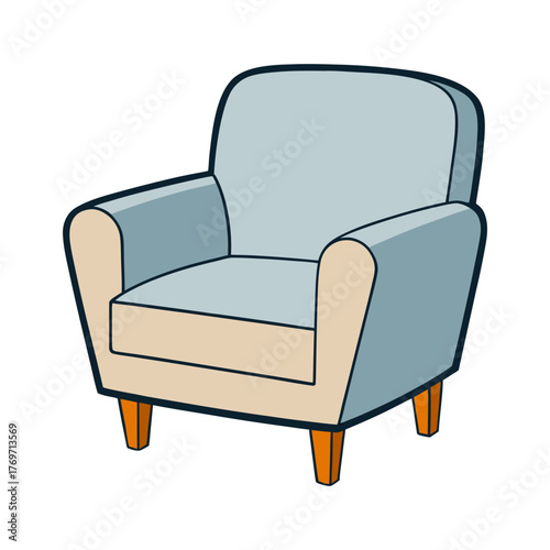 blue armchair isolated on white