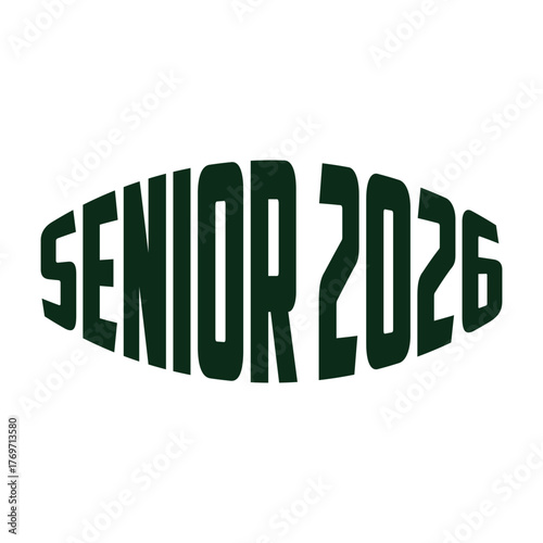 Senior class of 2026 bold varsity style typography on light beige background