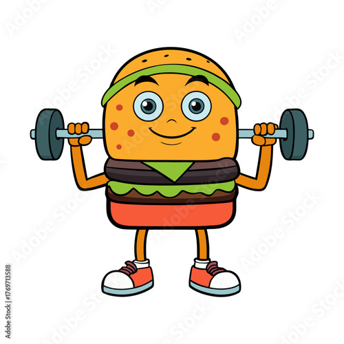 burger lifting weights at gym