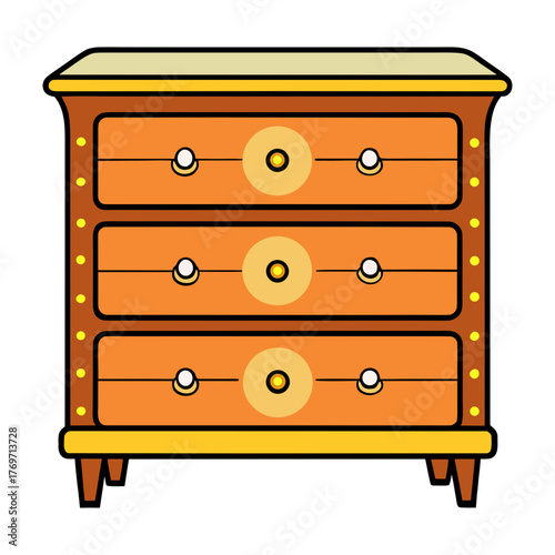 vector of an antique chest of drawers